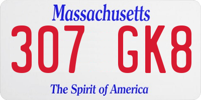MA license plate 307GK8