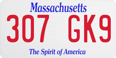 MA license plate 307GK9