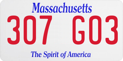 MA license plate 307GO3