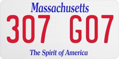 MA license plate 307GO7