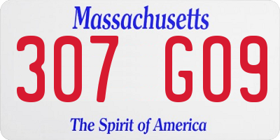 MA license plate 307GO9