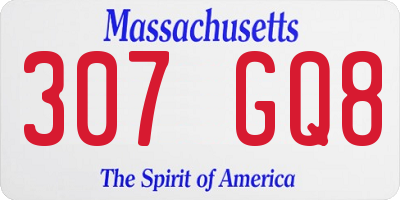 MA license plate 307GQ8