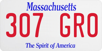 MA license plate 307GR0