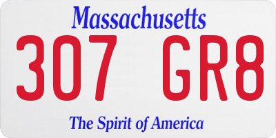 MA license plate 307GR8