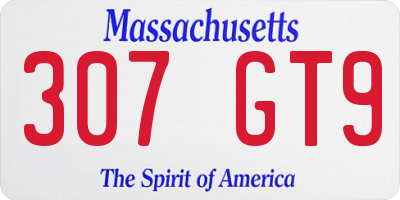 MA license plate 307GT9