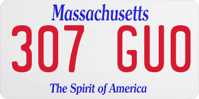MA license plate 307GU0