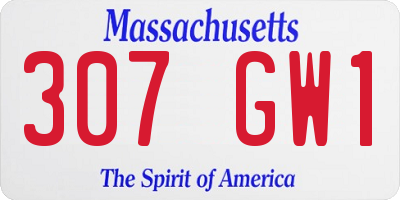 MA license plate 307GW1
