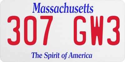 MA license plate 307GW3