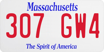 MA license plate 307GW4