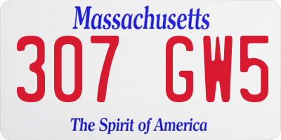 MA license plate 307GW5