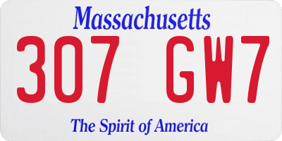 MA license plate 307GW7