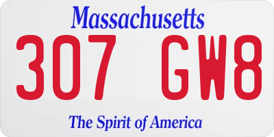 MA license plate 307GW8