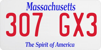 MA license plate 307GX3