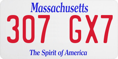 MA license plate 307GX7