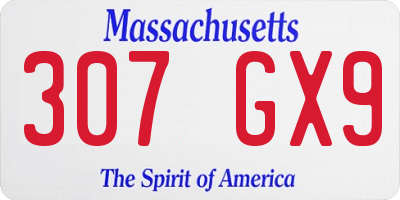 MA license plate 307GX9