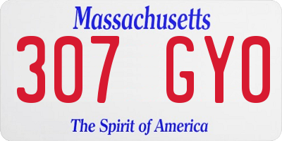 MA license plate 307GY0