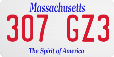 MA license plate 307GZ3