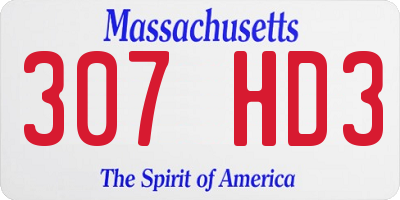 MA license plate 307HD3