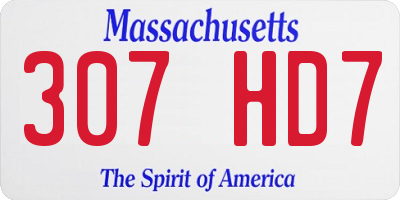 MA license plate 307HD7