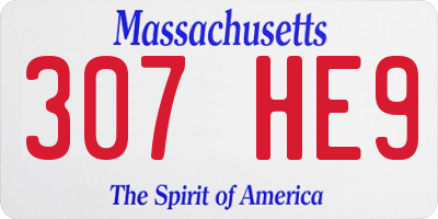 MA license plate 307HE9