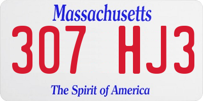 MA license plate 307HJ3
