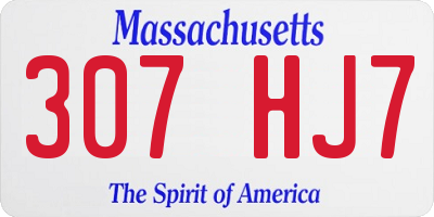 MA license plate 307HJ7