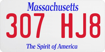 MA license plate 307HJ8