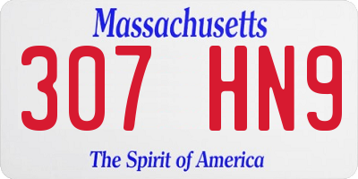 MA license plate 307HN9