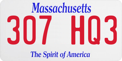 MA license plate 307HQ3