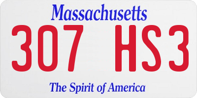MA license plate 307HS3