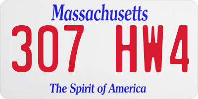MA license plate 307HW4