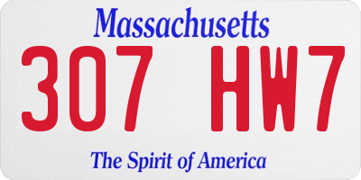MA license plate 307HW7
