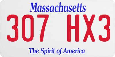 MA license plate 307HX3