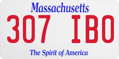 MA license plate 307IB0