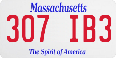 MA license plate 307IB3