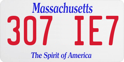 MA license plate 307IE7