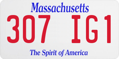 MA license plate 307IG1