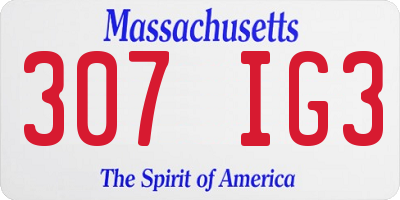 MA license plate 307IG3