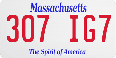 MA license plate 307IG7