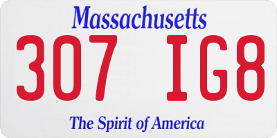 MA license plate 307IG8