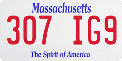 MA license plate 307IG9