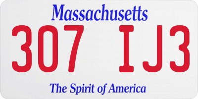 MA license plate 307IJ3