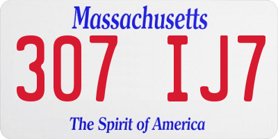 MA license plate 307IJ7