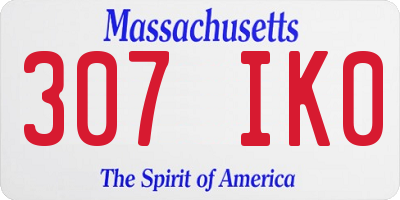 MA license plate 307IK0