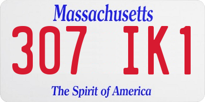 MA license plate 307IK1