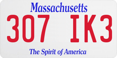 MA license plate 307IK3