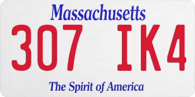 MA license plate 307IK4