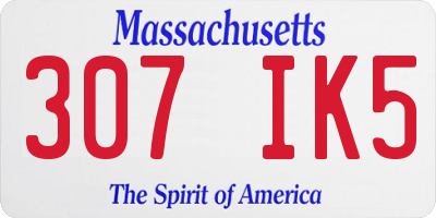 MA license plate 307IK5