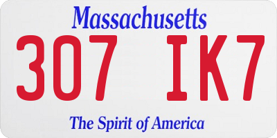 MA license plate 307IK7
