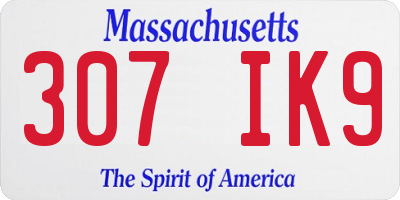 MA license plate 307IK9